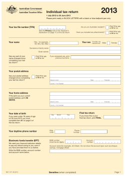 2013 Individual tax return Your tax file number (TFN) Your name