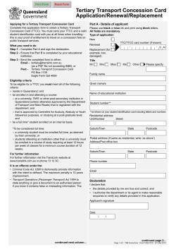 Tertiary Transport Concession Card Application/Renewal/Replacement Part A - Details of applicant