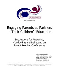 Engaging Parents as Partners in Their Children’s Education  Suggestions for Preparing,