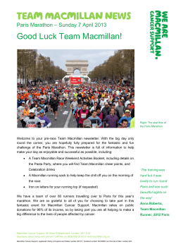 Good Luck Team Macmillan! – Sunday 7 April 2013 Paris Marathon
