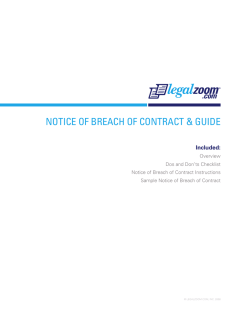 NOTICE OF BREACH OF CONTRACT &amp; GUIDE Included: