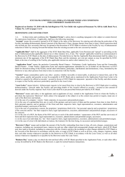 ICICI BANK LIMITED’S (ALL-INDIA) STANDARD TERMS AND CONDITIONS