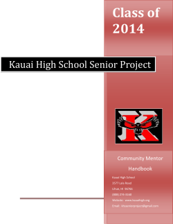 Class of 2014 Kauai High School Senior Project Community Mentor