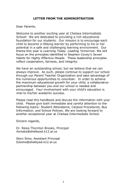 LETTER FROM THE ADMINISTRATION Dear Parents,