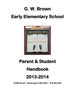 G. W. Brown Early Elementary School Parent &amp; Student Handbook