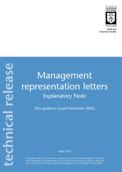 technical release Management representation letters Explanatory Note