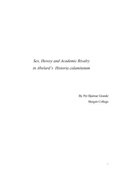 Sex, Heresy and Academic Rivalry in Abelard’s  Historia calamitatum Bergen College