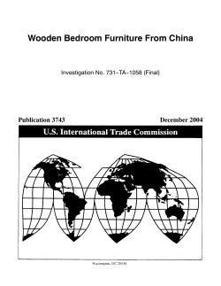 Wooden Bedroom Furniture From China Publication 3743 December 2004 Investigation No. 731--TA--1058 (Final)