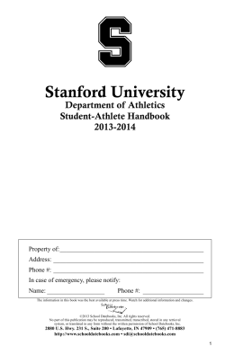 Stanford University Department of Athletics Student-Athlete Handbook 2013-2014