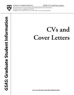 GSAS: CVs and Cover Letters