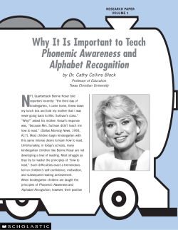 N Why It Is Important to Teach Phonemic Awareness Alphabet Recognition