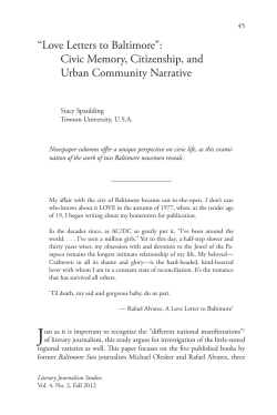 “Love Letters to Baltimore”: Civic Memory, Citizenship, and Urban Community Narrative