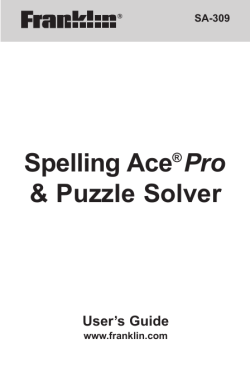 Spelling Ace &amp; Puzzle Solver Pro User’s Guide