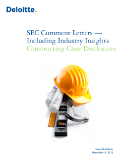 SEC Comment Letters — Including Industry Insights  Constructing Clear Disclosures