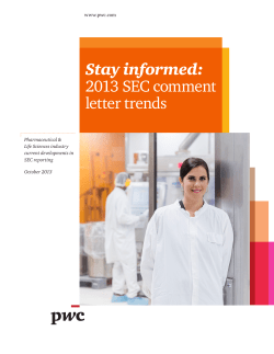 Stay informed: 2013 SEC comment letter trends www.pwc.com