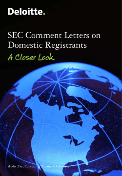 SEC Comment Letters on Domestic Registrants A Closer Look