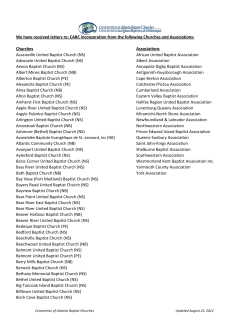We have received letters re: CABC incorporation from the following... Churches