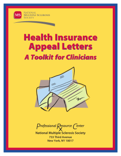 Health Insurance Appeal Letters A Toolkit for Clinicians National Multiple Sclerosis Society