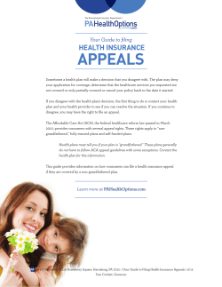 APPEALS HEALTH INSURANCE Your Guide to filing