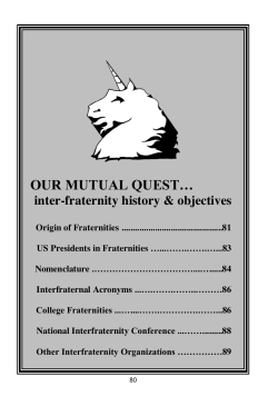 OUR  MUTUAL  QUEST… inter-fraternity history &amp; objectives