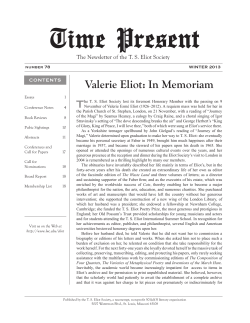 Time Present T Valerie Eliot: In Memoriam