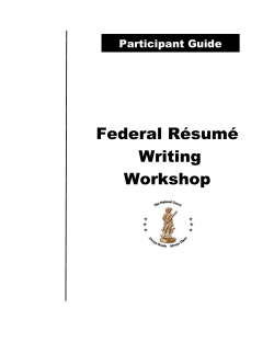Federal Résumé Writing Workshop Participant Guide