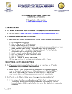 FOSTER FAMILY AGENCY WEB APPLICATION QUESTIONS and ANSWERS Web Application Administrator:
