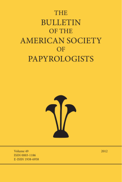 BULLETIN AMERICAN SOCIETY PAPYROLOGISTS THE