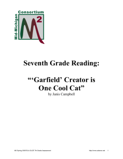 Seventh Grade Reading:  “‘Garfield’ Creator is One Cool Cat”
