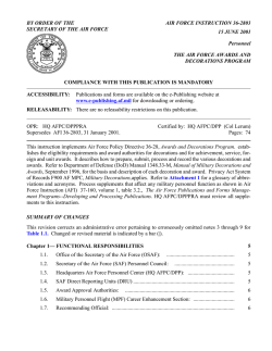 BY ORDER OF THE AIR FORCE INSTRUCTION 36-2803 15 JUNE 2001