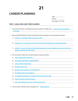 21 CAREER PLANNING TOPIC 1: GOALS AND LONG-TERM PLANNING