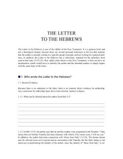 THE LETTER TO THE HEBREWS