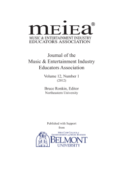 Journal of the Music &amp; Entertainment Industry Educators Association Volume 12, Number 1