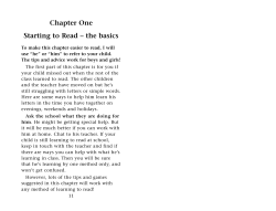 Chapter One Starting to Read – the basics