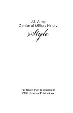 Style U.S. Army Center of Military History For Use in the Preparation of
