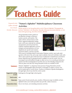 Teachers Guide “Nature’s Alphabet” Multidisciplinary Classroom Activities