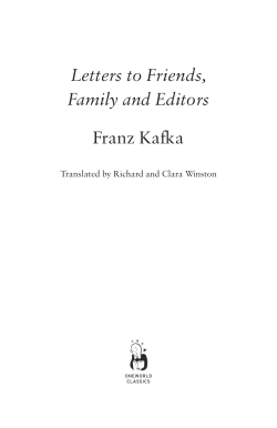 Letters to Friends, Family and Editors Franz Kafka
