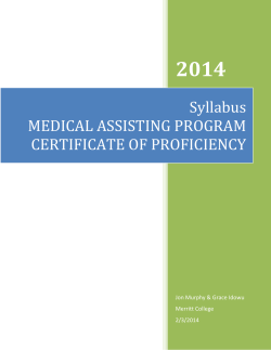 2014 Syllabus MEDICAL ASSISTING PROGRAM CERTIFICATE OF PROFICIENCY