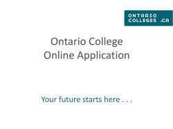 Ontario College Online Application Your future starts here . . .