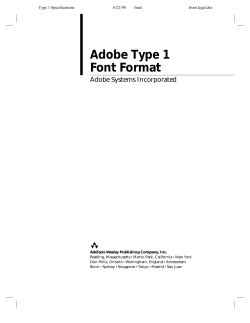 Adobe Type 1 Font Format Adobe Systems Incorporated Type 1 Specifications