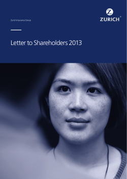 Letter to Shareholders 2013 Zurich Insurance Group