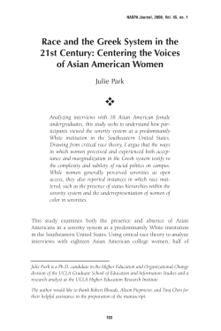 ! Race and the Greek System in the of Asian American Women