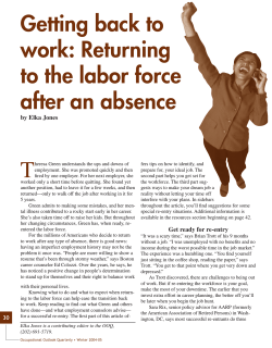 T Getting back to work: Returning to the labor force
