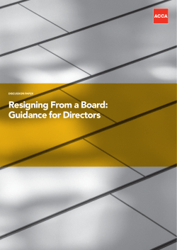 Resigning From a Board: Guidance for Directors DisCussion PaPeR
