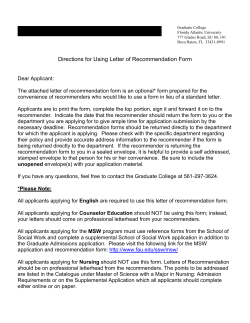 Directions for Using Letter of Recommendation Form