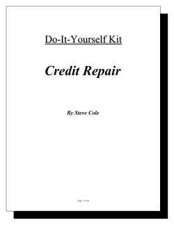 Credit Repair Do-It-Yourself Kit By Steve Cole
