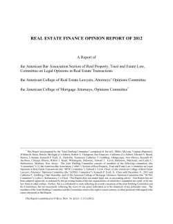REAL ESTATE FINANCE OPINION REPORT OF 2012
