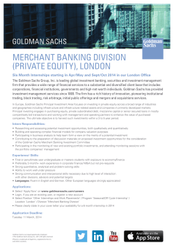 Merchant Banking Division (Private equity), LonDon GOLDMAN SACHS
