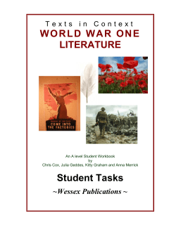 WORLD WAR ONE LITERATURE Student Tasks