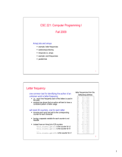 CSC 221: Computer Programming I Fall 2009 ArrayLists and arrays